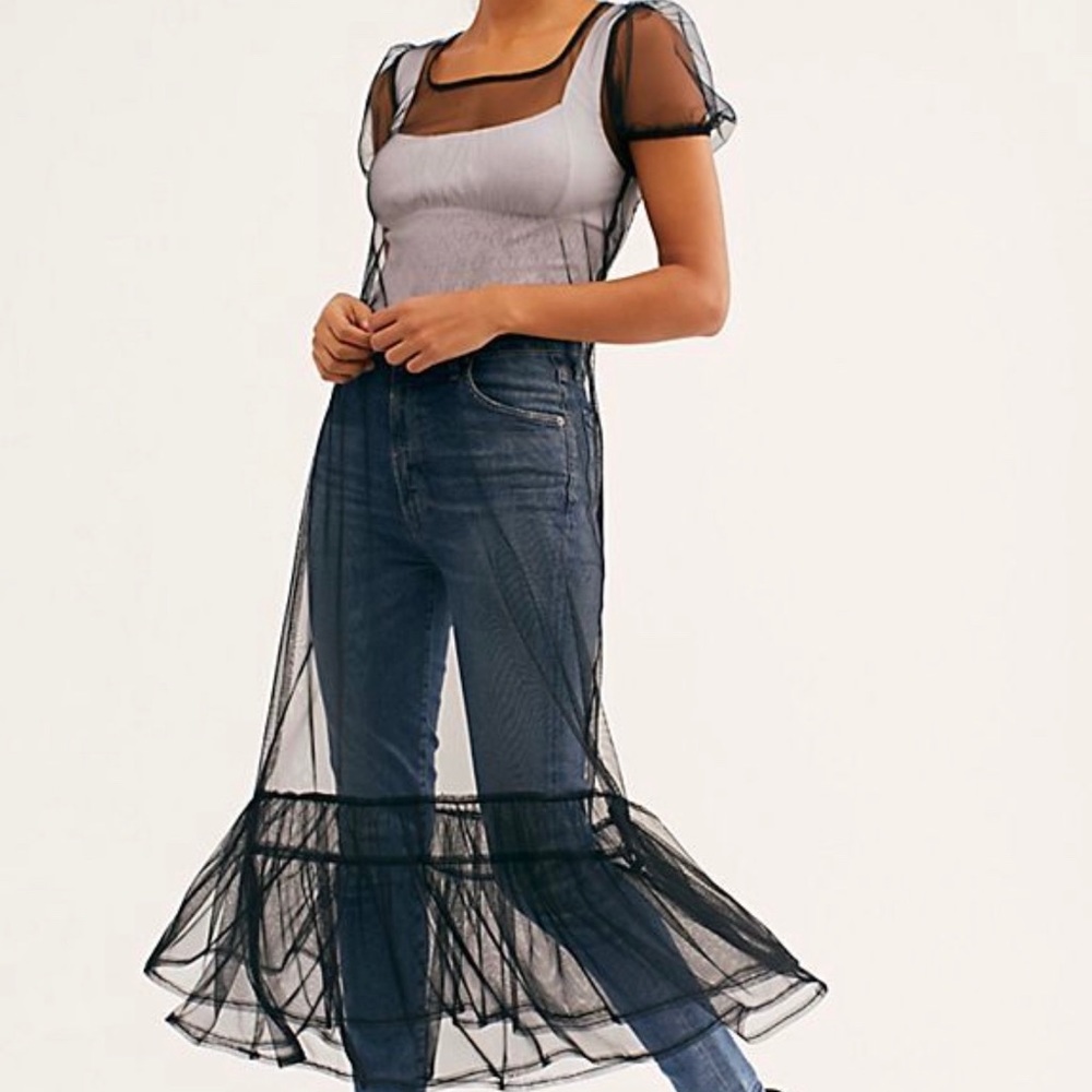 NWT Free People Sheer Ruffle Midi Slip